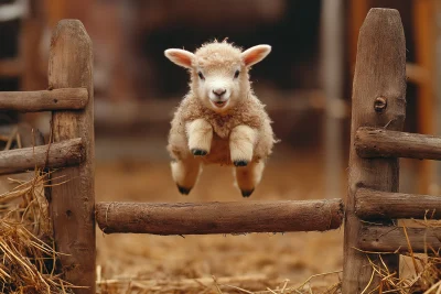 Happy Baby Sheep Jumping