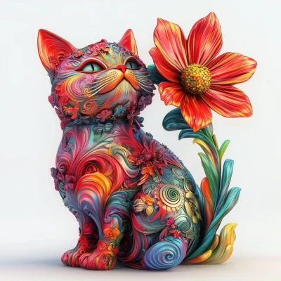 Colorful Cat Sculpture