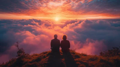 Elderly Couple Watching Sunrise