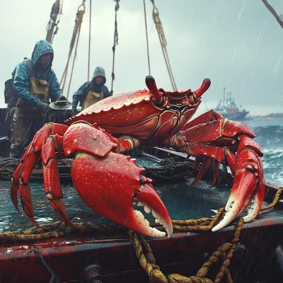 Giant Red Crab on Fishing Boat