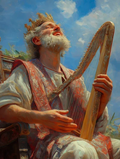 King David Singing Joyfully