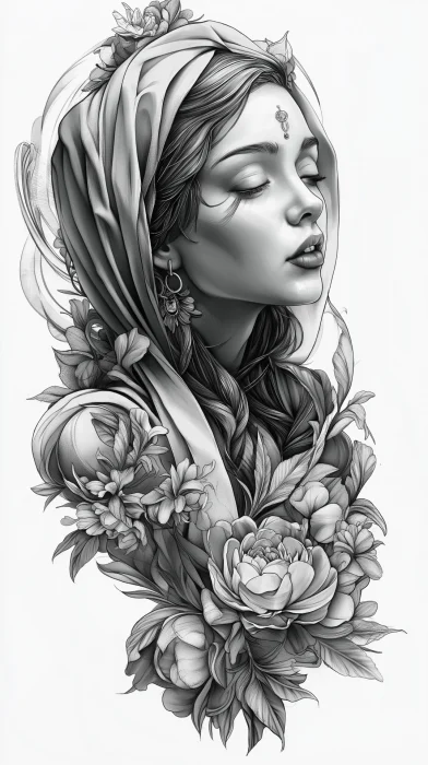 Mother Mary Tattoo Sleeve Design