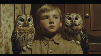 A Boy with Owls in a Dorm Room