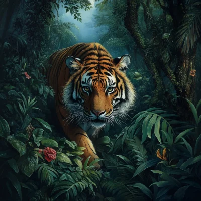 Tiger in a Rainforest