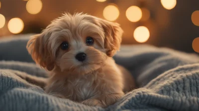 Adorable Puppy on Blanket