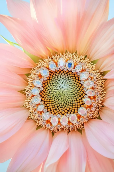 Pink Sunflower with Diamonds