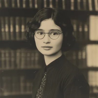 Young Female Scholar in Library