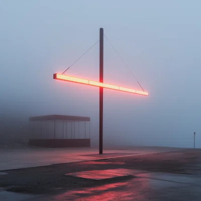 Illuminated Pylons in Fog