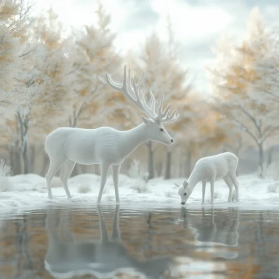 Deer Drinking Water