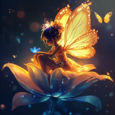 Fairy on Flower Petal