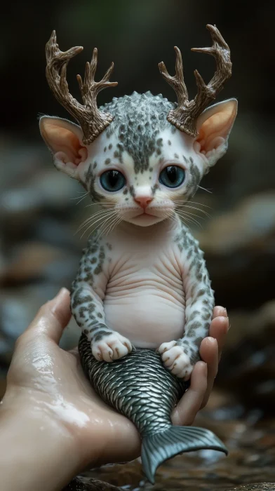 Dalmatian Spotted Cat with Antlers