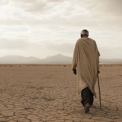 Old Man Walking in the Desert