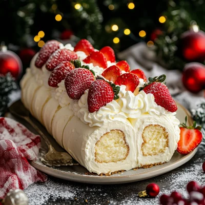 Christmas Strawberry Cream Roulade