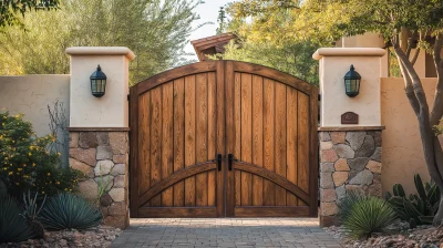 Wood Gate in Desert Landscape