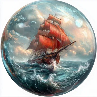 Scarlet Sails in a Glass Sphere