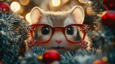 Cute Hamster in New Year’s Glasses