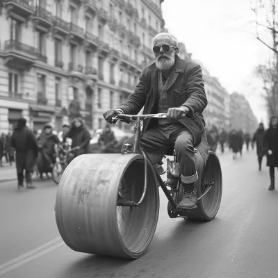 Hipster Man on Bike