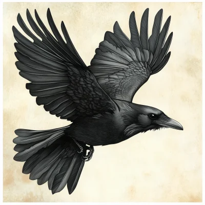 Raven Flying Tattoo