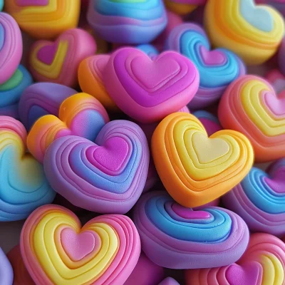 3D Hearts with Slime Texture