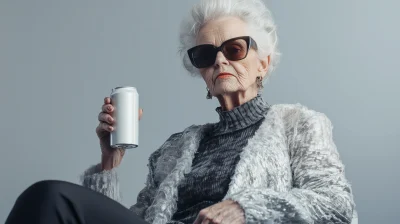 Elegant Old Woman in Fashion Studio