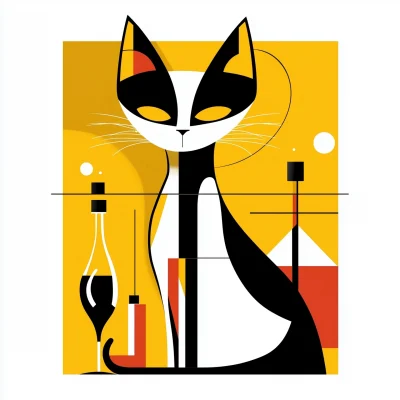 Stylized Cat Wine Label