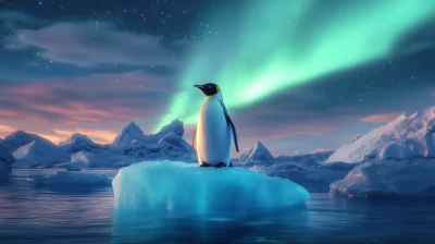 Confident Emperor Penguin on Iceberg