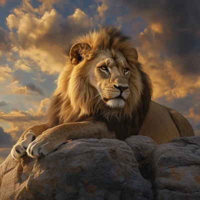 Majestic Lion at Golden Hour