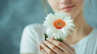 Woman Holding Flower