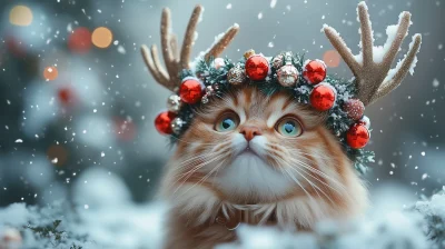 Reindeer Cat in Winter