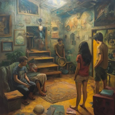 Teenagers Exploring a House