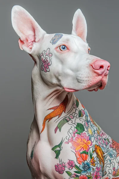 Albino Doberman Portrait