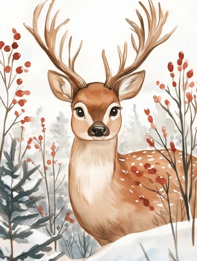 Winter Deer Illustration