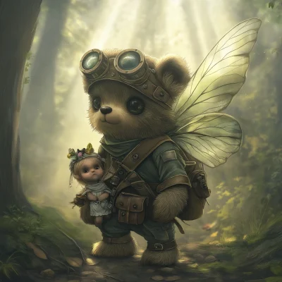 Teddy Bear in Fantasy Forest