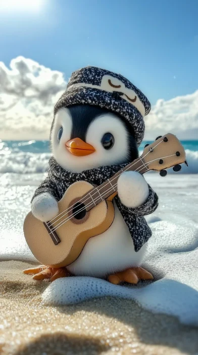 Cute Penguin on the Beach