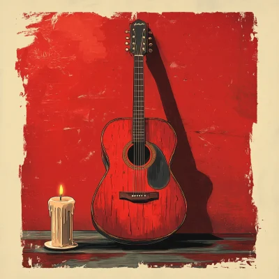 Extravagant Candle and Guitar Poster