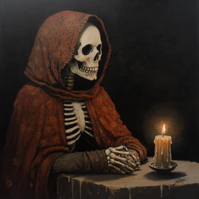 Renaissance Skeleton in Candle Light