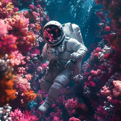 Astronaut in an Underwater Garden