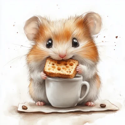 Hamster Munching on Toast