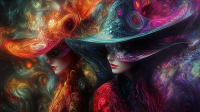 Elegant Ladies in Fractal Colors