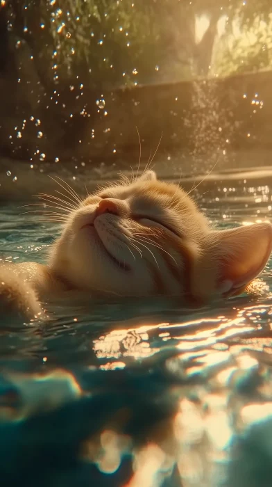 Playful Kitten in Water