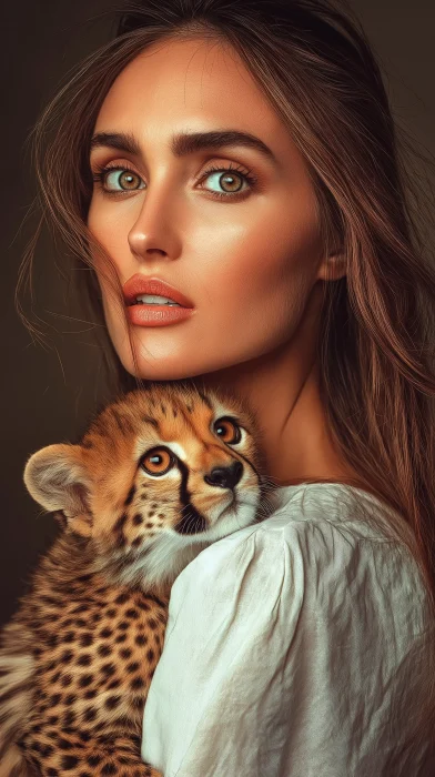 Fashion Magazine Cover with Model and Cheetah