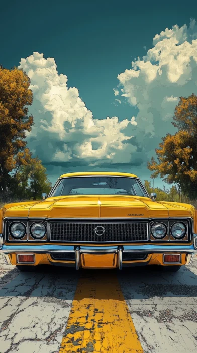 Cartoon Yellow Oldsmobile