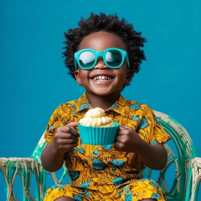 Smiling African Boy with Dessert