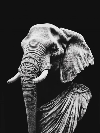 Minimalist Black and White Elephant God