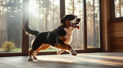 Swiss Mountain Dog Running