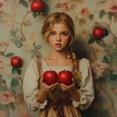 Girl Holding Apples