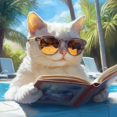 Cat by the Pool