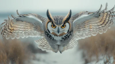 Horned Owl in Flight