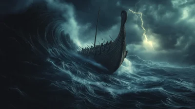 Viking Longship in a Storm