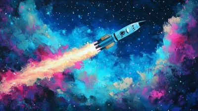 Rocket Launch in a Starry Galaxy